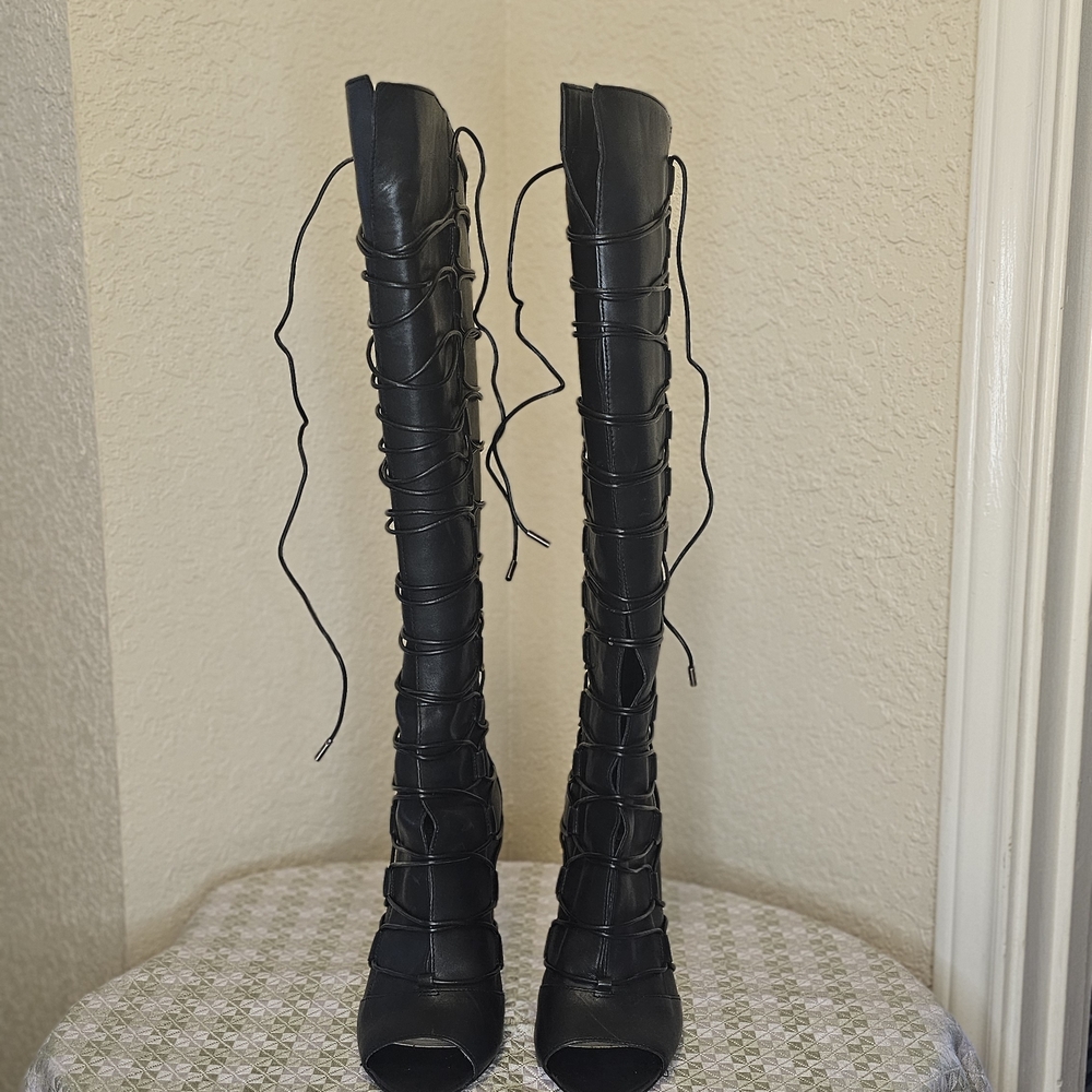 Vince Camuto Black  Lace-Up Boots